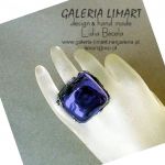 super pierścień z ręcznie przetopionego szkła kobaltowego